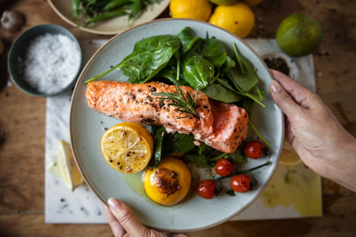 Grilled salmon food photography recipe idea; Shutterstock ID 1193998048; purchase_order: -; job: -; client: -; other: -