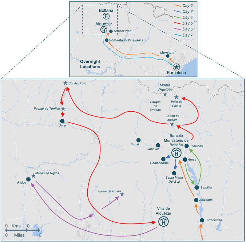 Discovery tours Spain geology Itinerary Map